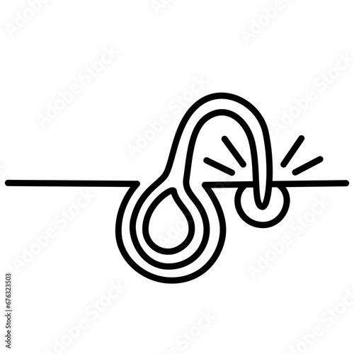 Ingrown hair line icon. Medicine, treatment and diseases. Anatomy infographics of hair. Vector illustration isolated on the white background.