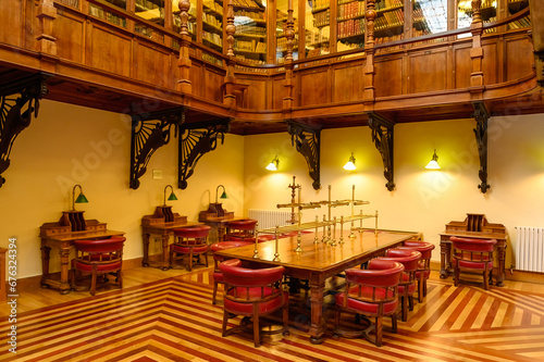 Library room. Architecture in Casino of Murcia (1853), Spain
