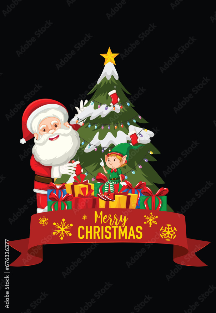 Santa Claus with Christmas tree