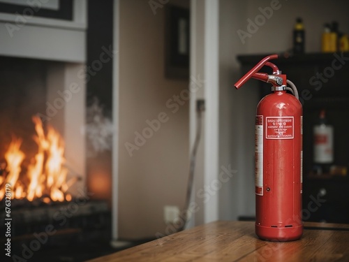 Wallpaper Mural Red fire extinguisher in the house. Fire safety concept. Torontodigital.ca