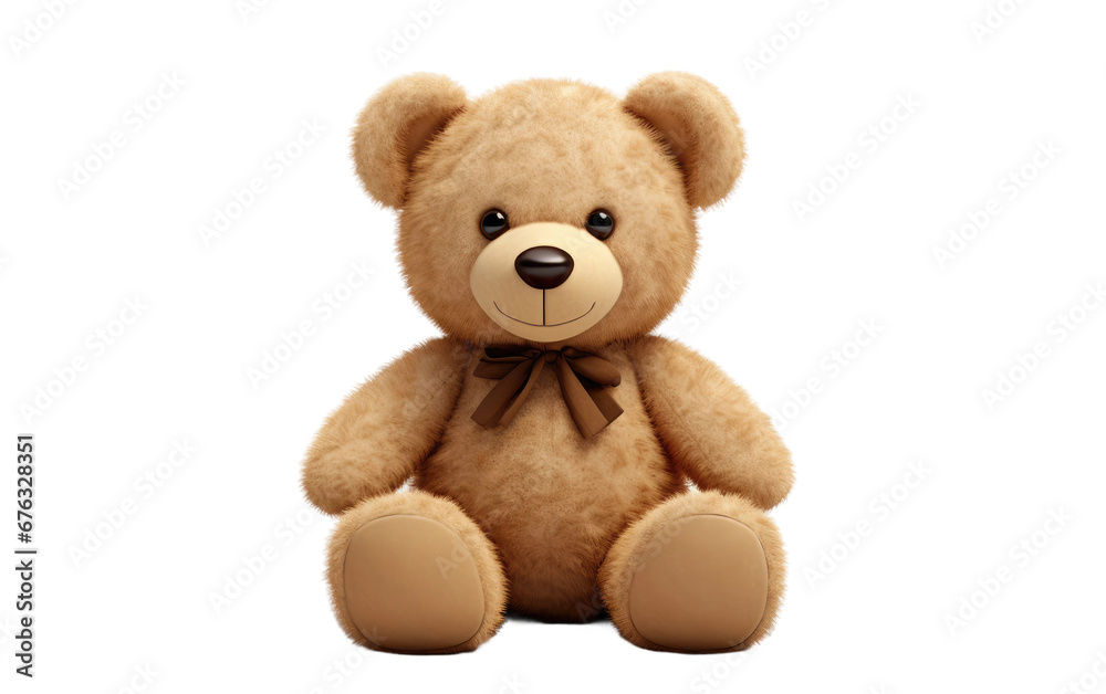 Portrait Beautiful Brown Teddy Bear on White or PNG Transparent Background.