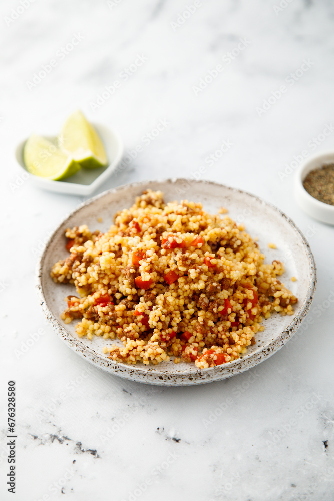 Homemade couscous with sun dried tomatoes