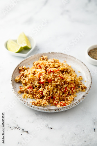 Homemade couscous with sun dried tomatoes