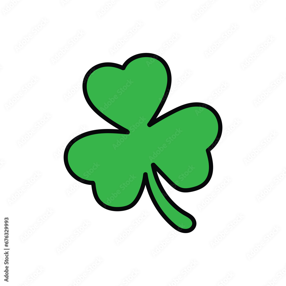 Hand-drawn cartoon doodle three leaf clover icon on a white background. Hand-drawn cartoon doodle three leaf clover icon on a white background.