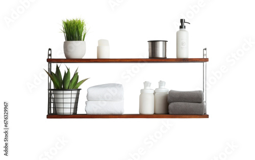 Gorgeous Bathroom Shelving Isolated on Transparent Background PNG.