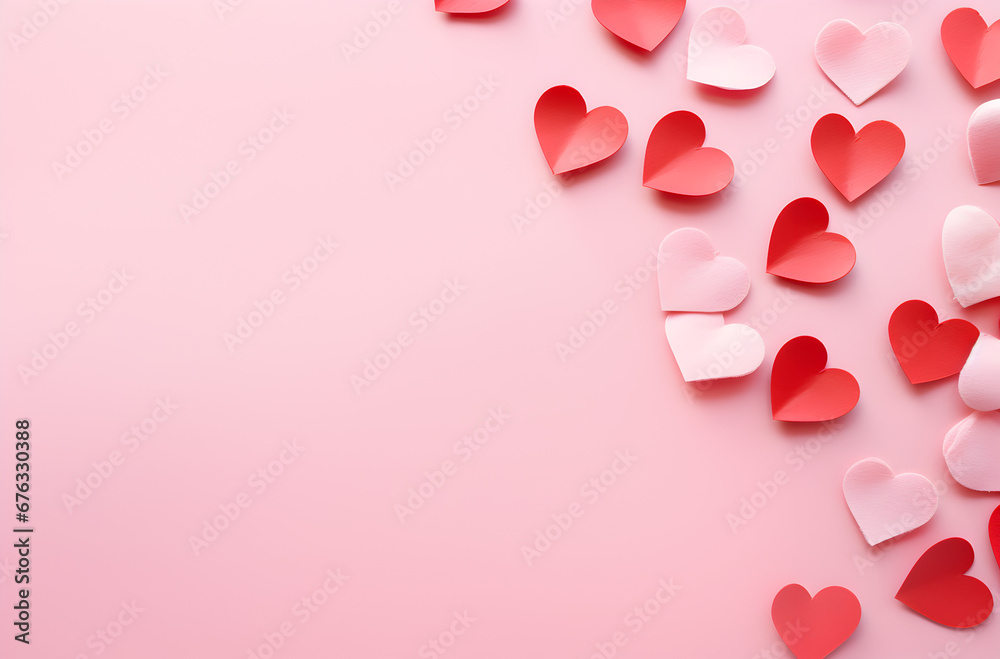 Pink Paper Hearts on a Lovely Background
