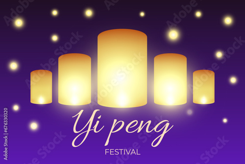Traditional thai Yi Peng, Loy Krathong sky latern festival. Vector illustrations for banner, website, landing page, flyer.