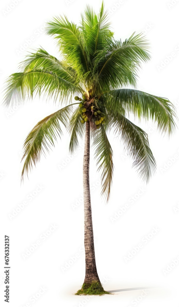 Coconut palm tree, isolated white background, Suitable for use in Decoration work
