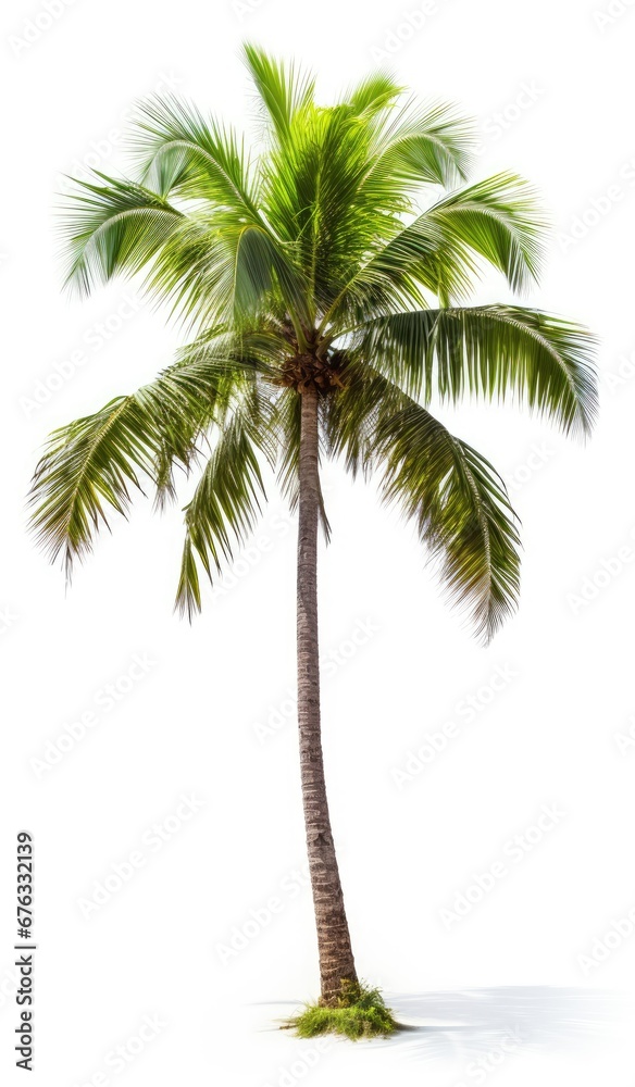 Obraz premium Coconut palm tree, isolated white background, Suitable for use in Decoration work