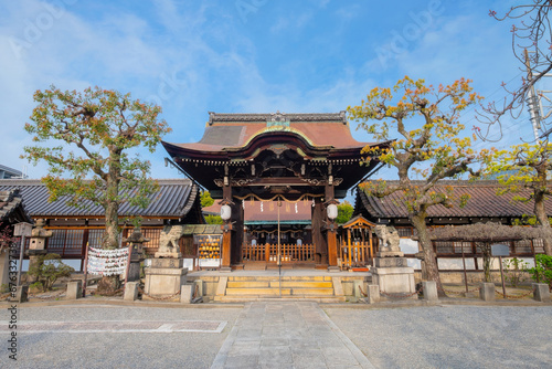 Kyoto, Japan - March 31 2023: Rokusonno shrine built in 963, enshrines MInamota no Tsunemoto the 6th grandson of Emperor Seiwa. It's one of the best cherryblossom viewing spots in Kyoto photo