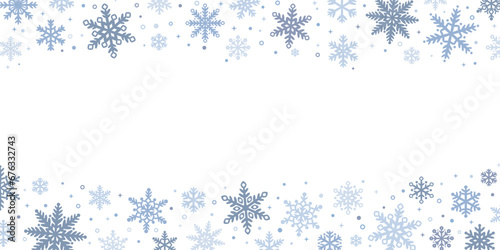 Decorative snow flake vector border for greeting cards, Christmas banner design, white winter holiday wallpaper