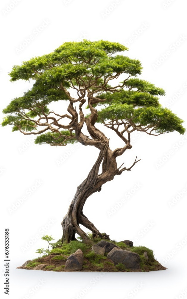 Bonsai tree, beautiful winding trunk, ornamental tree, isolated white background Bonsai tree, beautiful winding trunk, ornamental tree, isolated white background