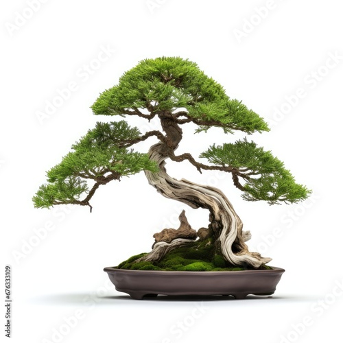 Bonsai tree, beautiful winding trunk, ornamental tree, isolated white background photo