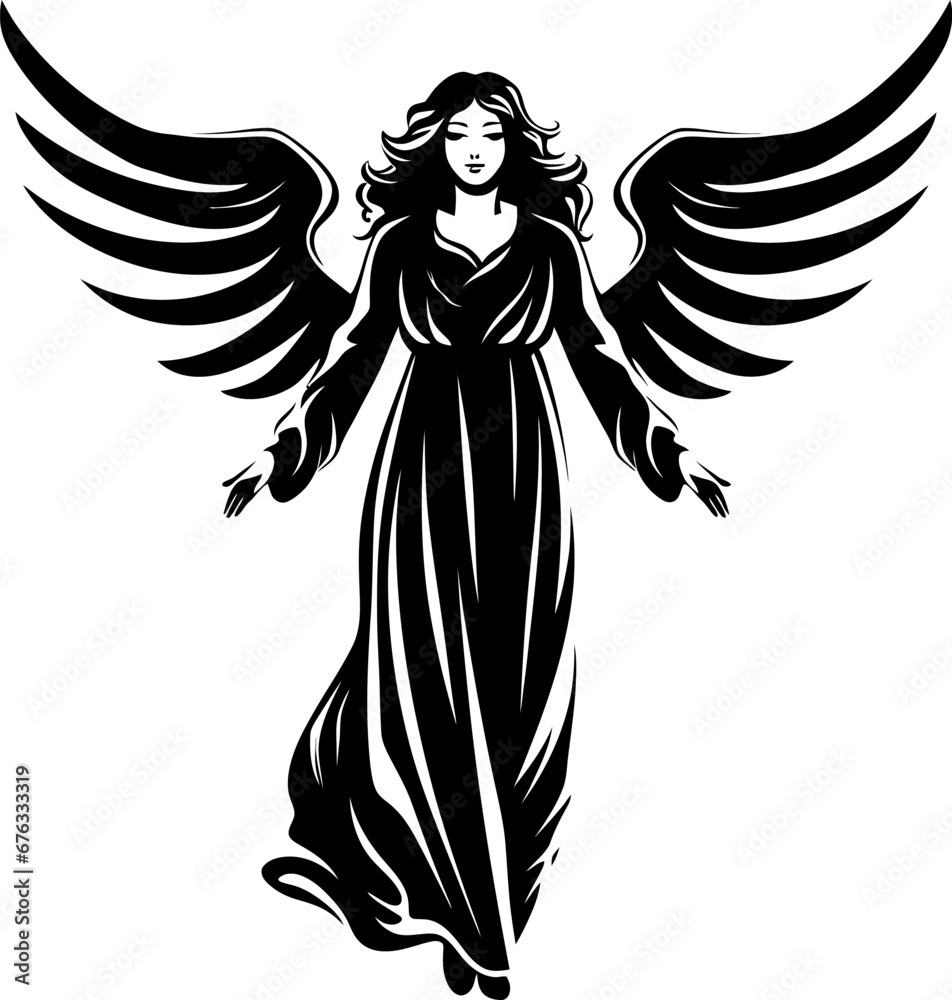 Angel silhouette in black color. Abstract laser cutting eps10 vector template. Angel silhouette in black color. Abstract laser cutting eps10 vector template.