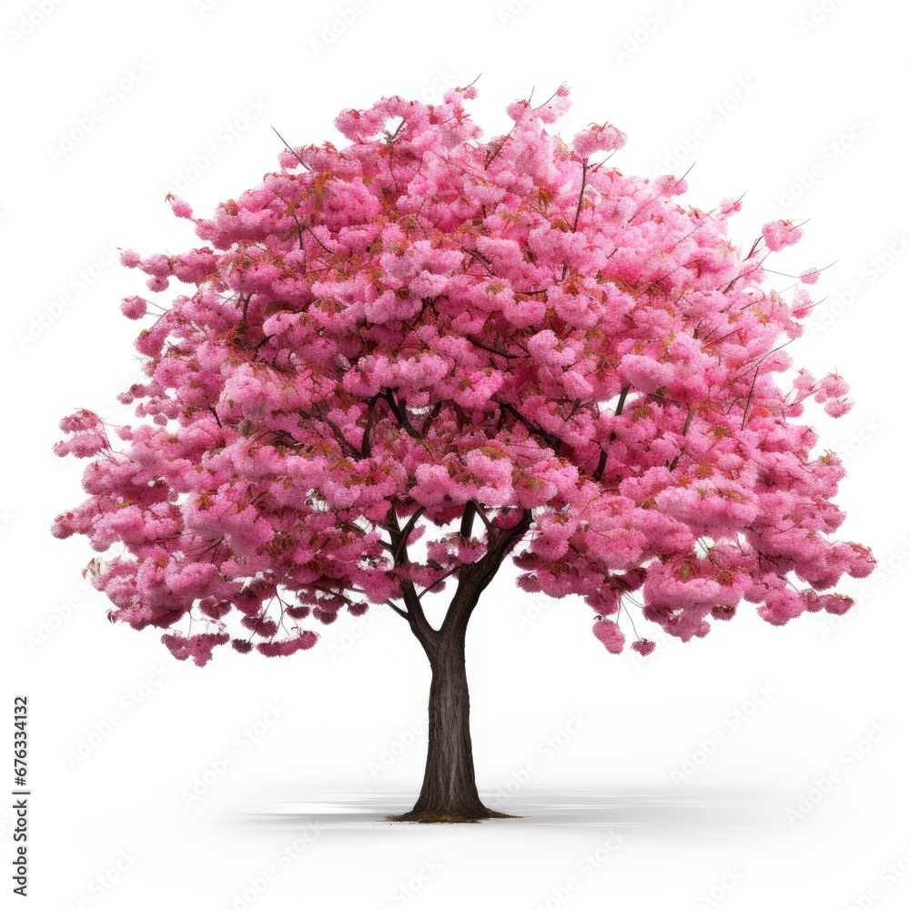 Obraz premium Cherry tree japanese, Pink flower sour cherry tree isolated on white background.