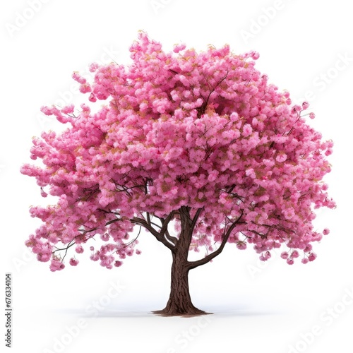Cherry tree japanese  Pink flower sour cherry tree isolated on white background.