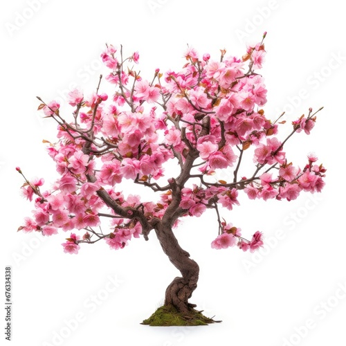 Blossom sakura, Blossoming pink sacura tree isolated on white background, use in design Decoration work © somkcr
