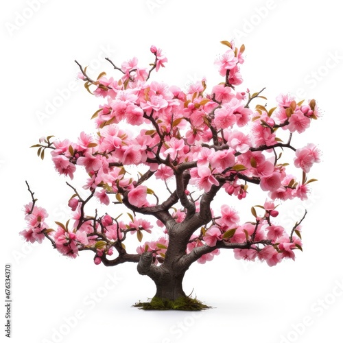 Blossom sakura, Blossoming pink sacura tree isolated on white background, use in design Decoration work © somkcr