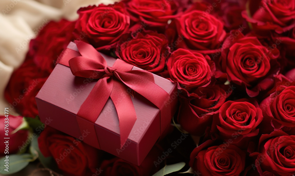 red roses and gift box red roses and gift box