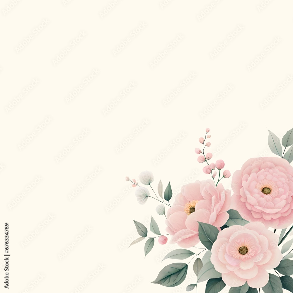 Bouquet of flowers | Bouquet of flowers | Watercolor pink flower bouquet | Corner Border Bouquet of flowers | Bouquet of flowers | Watercolor pink flower bouquet | Corner Border