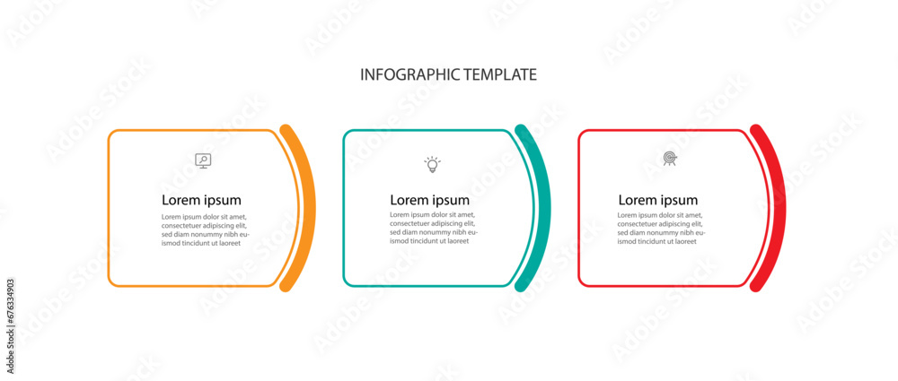 Design template infographic vector element with 3 step process suitable for web presentation and business information