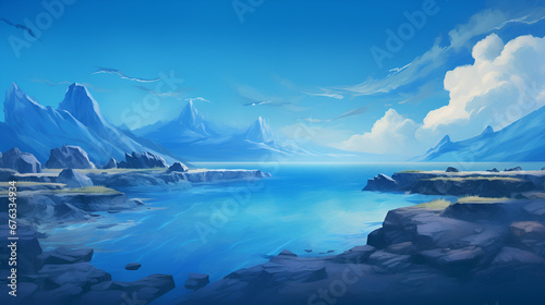 blue landscape background 