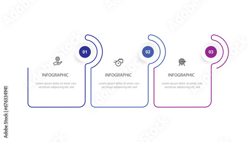 Timeline process infographic template vector element with 3 step process or options 