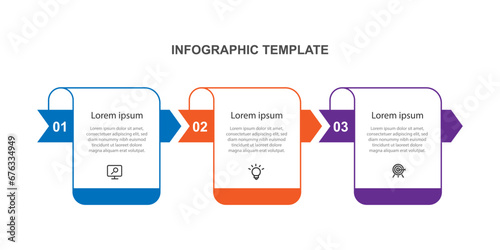 Design template infographic vector element with 3 step process for web presentation and information graphic 