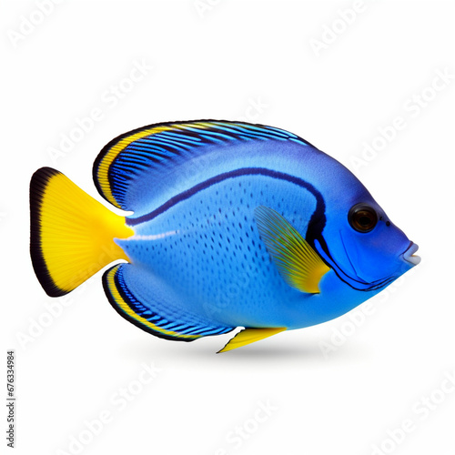 A blue fish with isolated background. Generative AI