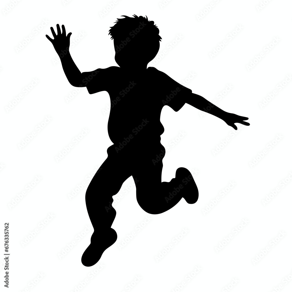 Jumping kid black icon on white background. Jumping kid silhouette