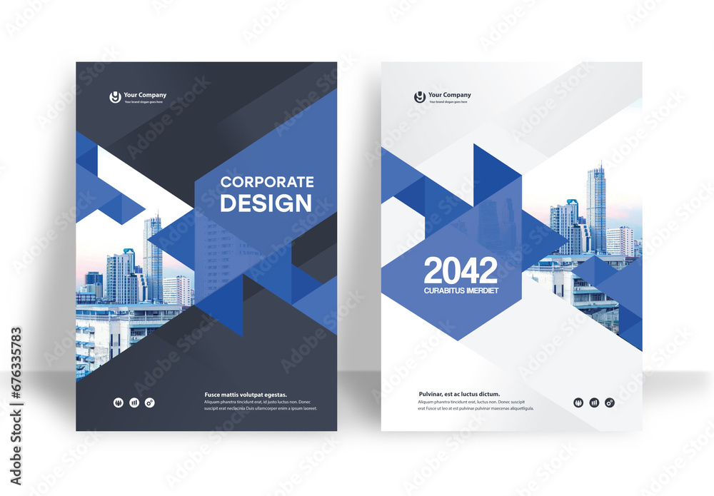 Blue and Black Book Cover Layout Stock Template | Adobe Stock