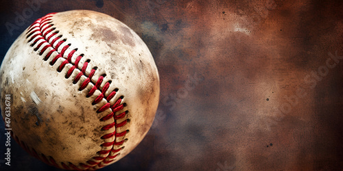  Rough and rugged texture of old baseball balls close up on vintage background ,Baseball Logo Design  ,Free softball ground equipment players gloves with generative ai photo