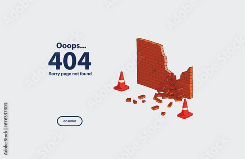 404 "destroyed wall" background