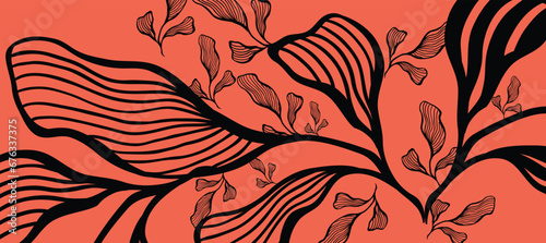 abstarct leaves pattern. Vector Illustration.