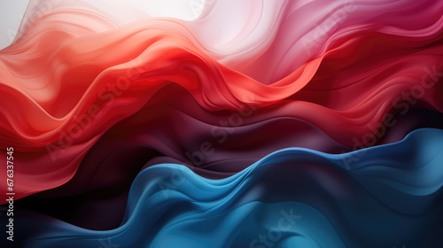 Elegant waves of blue and red in a luxurious abstract pattern, liquid smoke fog as elegant silk background photo