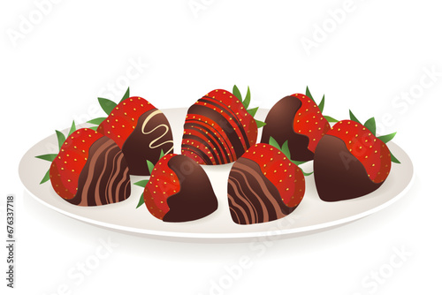 Strawberries in chocolate isolated on white