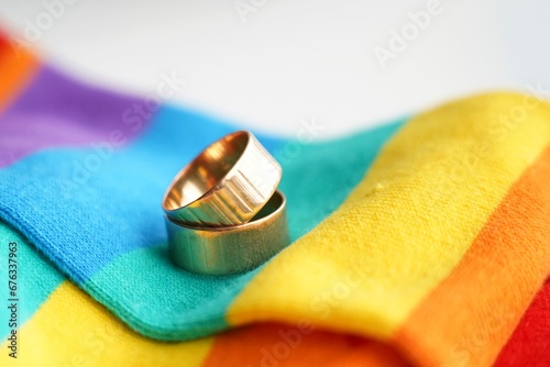 LGBT+ rainbow marriage wedding rings