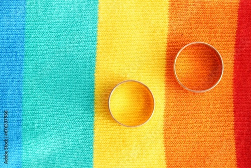 LGBT+ rainbow marriage wedding rings