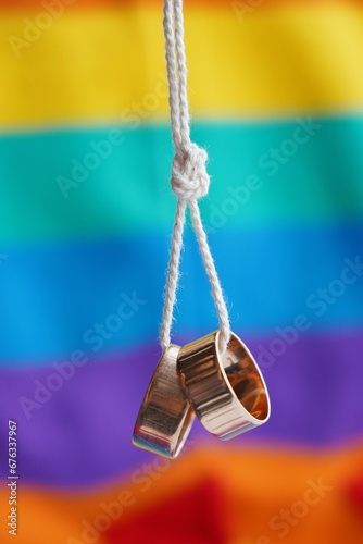 LGBT+ rainbow marriage wedding rings