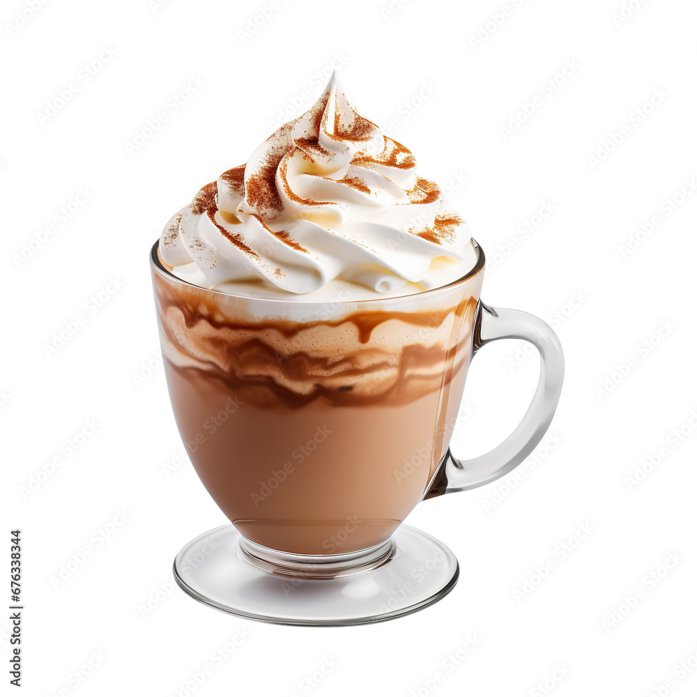 cup of hot coffee with whipped cream isolated on transparent background Remove png, Clipping Path cup of hot coffee with whipped cream isolated on transparent background Remove png, Clipping Path