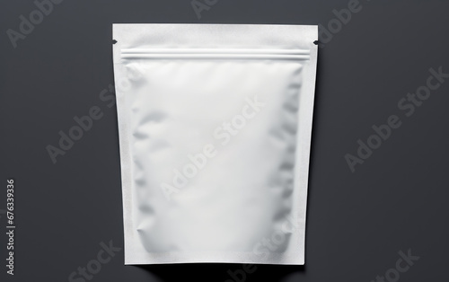 White ziplock packaging bag mockup isolated on grey background