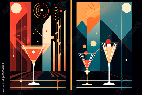 Christmas or new year party in art deco style  bar