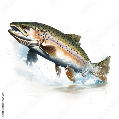 trout on a white background