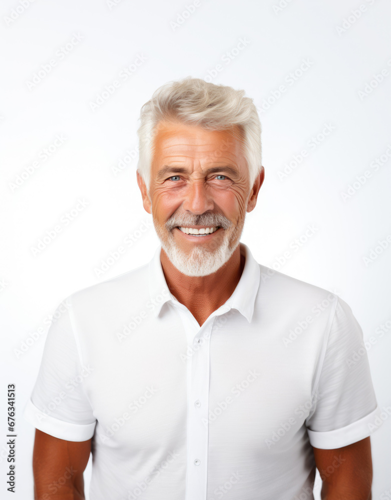 Happy and smiling older senior man portrait, isolated on white Happy and smiling older senior man portrait, isolated on white