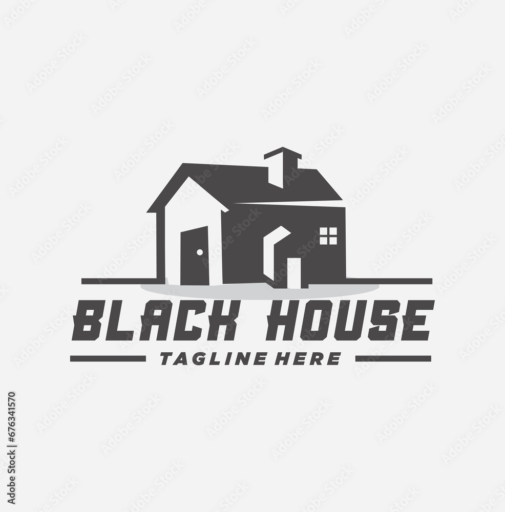 Isolated Black House Logo In Vintage Style