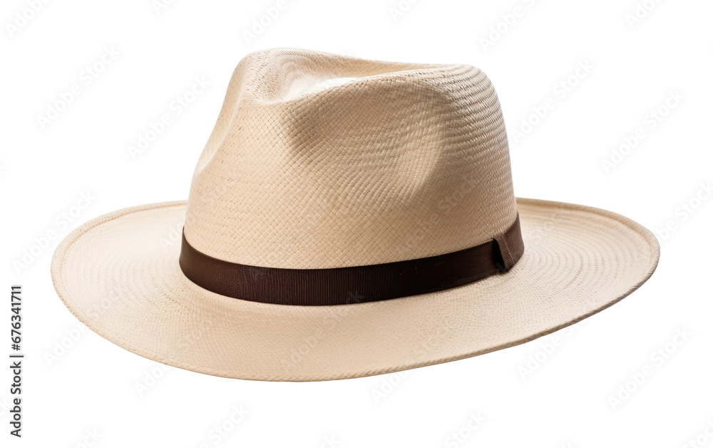 Beautiful Hat with Black Stripe Isolated on Transparent Background PNG.