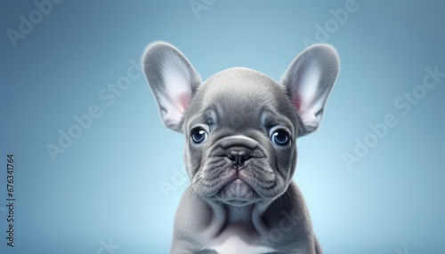 Cheerful and lively studio shot of a cute dog posing on an isolated solid color background © Ilja