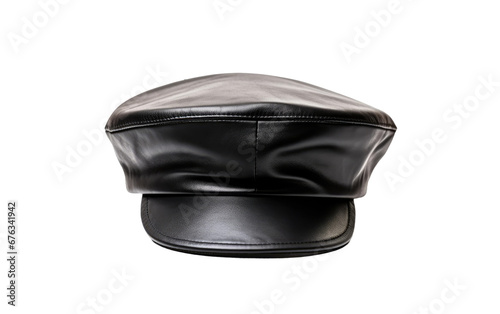 Portrait Shiny Black Cap Isolated on Transparent Background PNG.