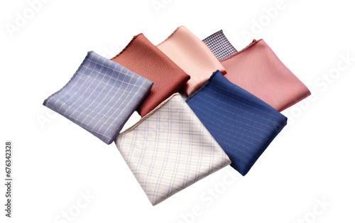 Collection of Different Colorful Pocket Squares Isolated on Transparent Background PNG.