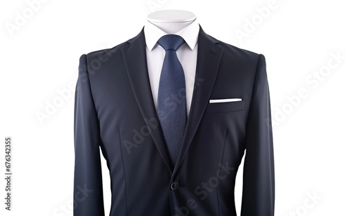 Beautiful Black Polyester Blend Suit with Tie Isolated on Transparent Background PNG.
